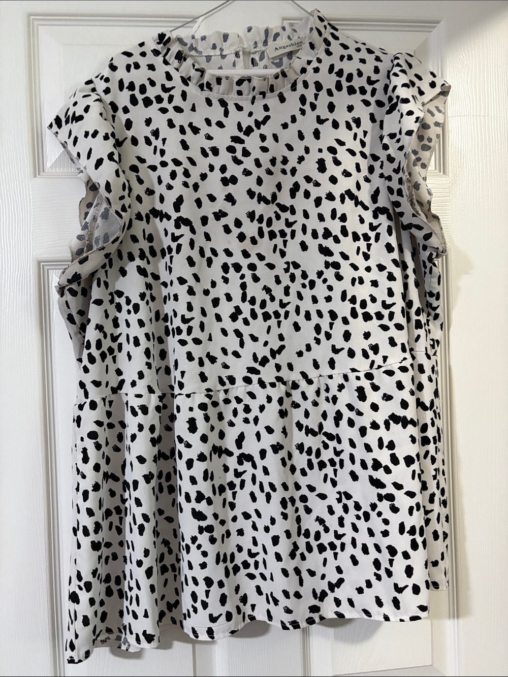 Black & White animal print Ruffle Sleeve Blouse XXL